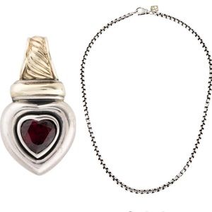 David Yurman Garnet pendant and chain